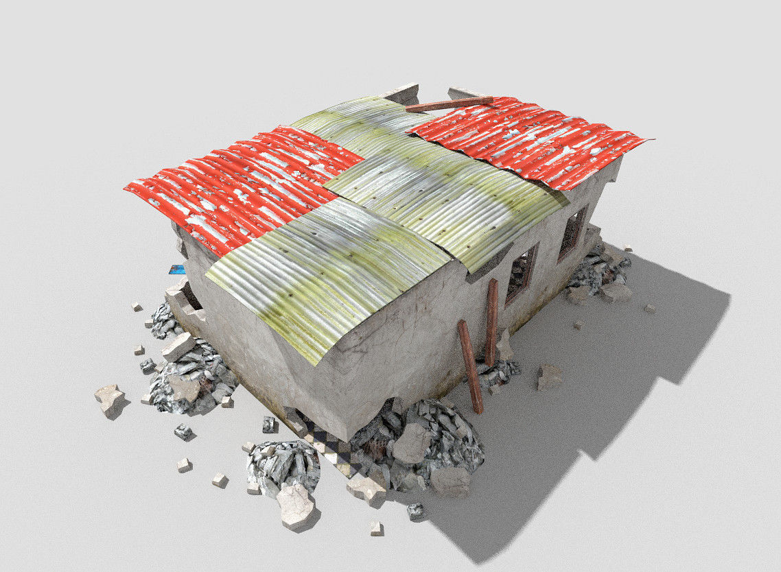 destroyed building 5 Low-poly 3D model_6