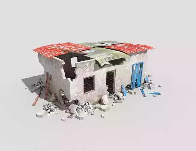destroyed building 5 Low-poly 3D model