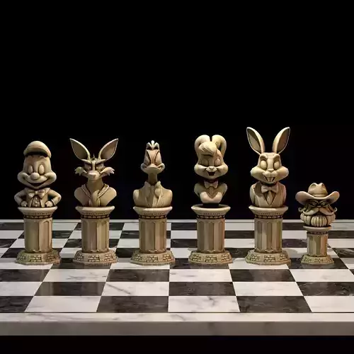 Animated Cartoon Chess Set Bugs Daffy Lola Elmer Collection