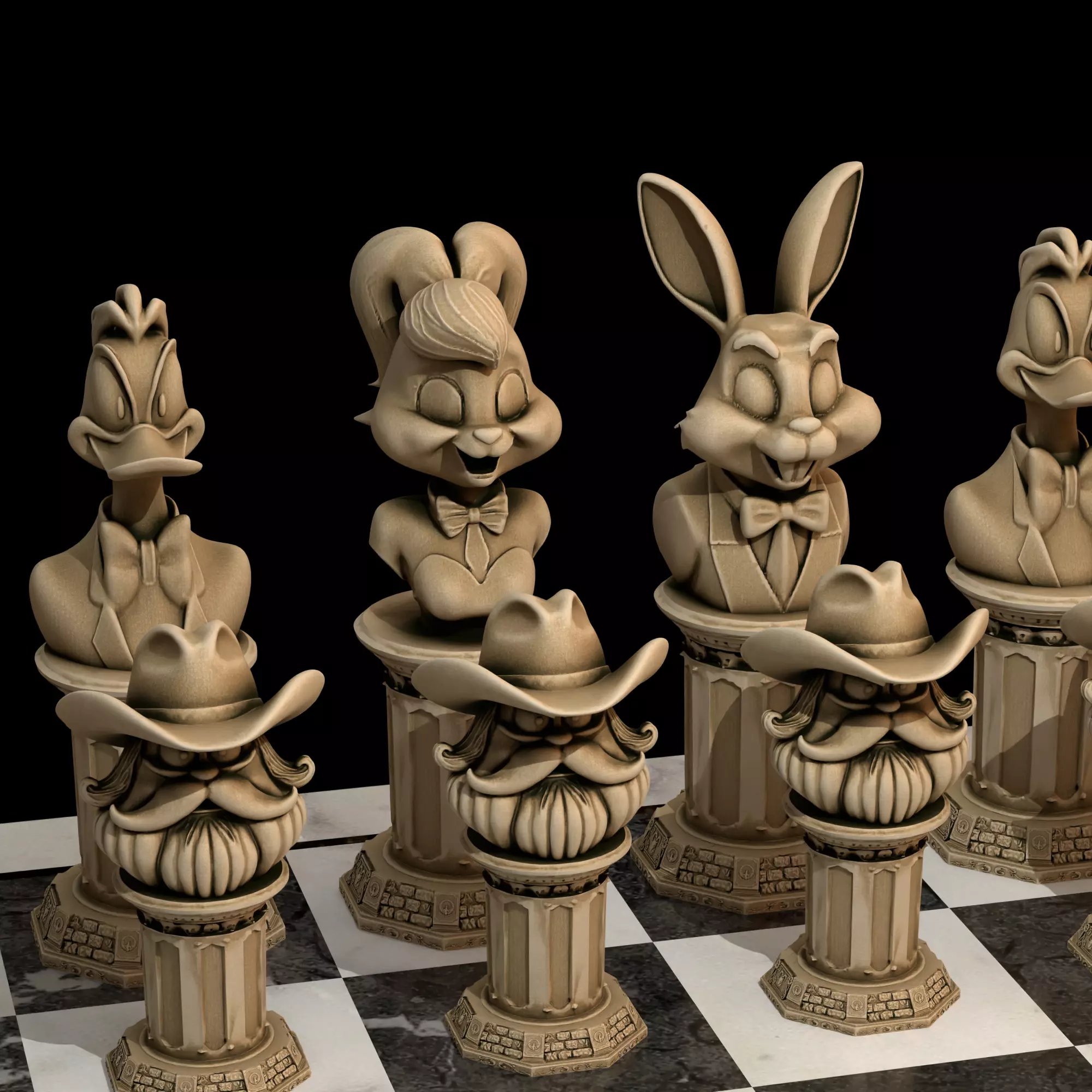 Animated Cartoon Chess Set Bugs Daffy Lola Elmer Collection 3D print model_24