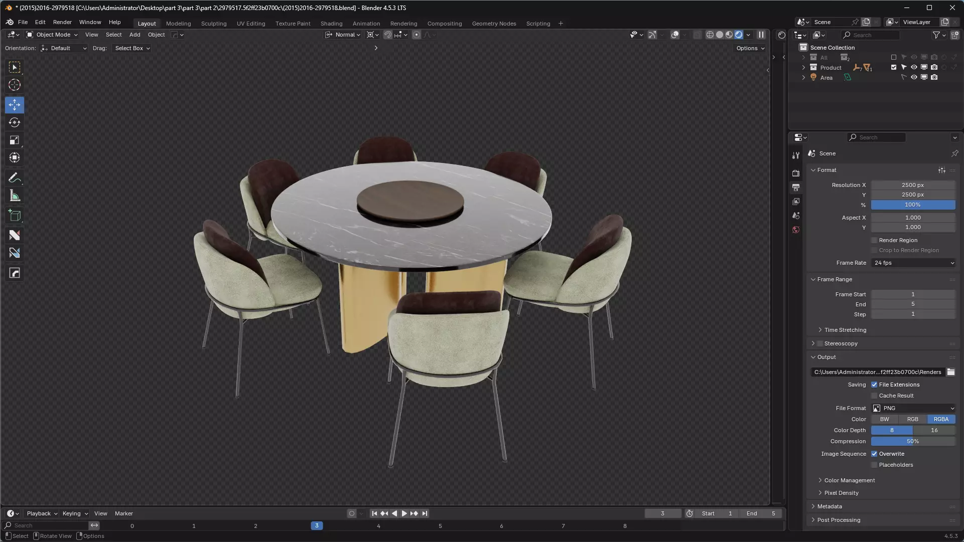 Dining Table set 3D model_6