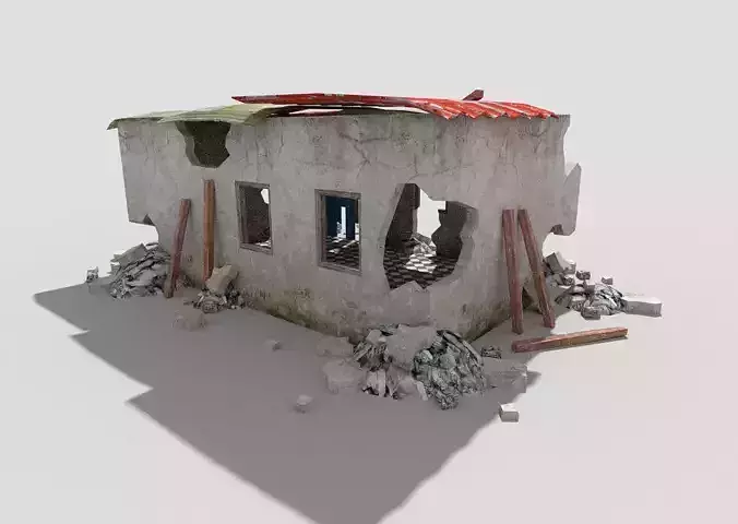 low poly destroyed building 5