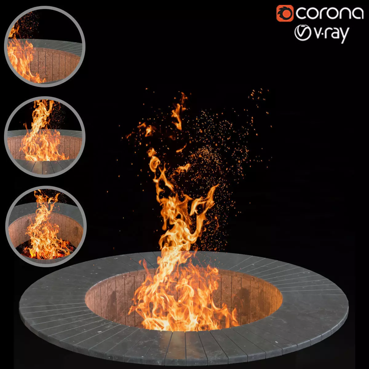 camping fire 005 3D model