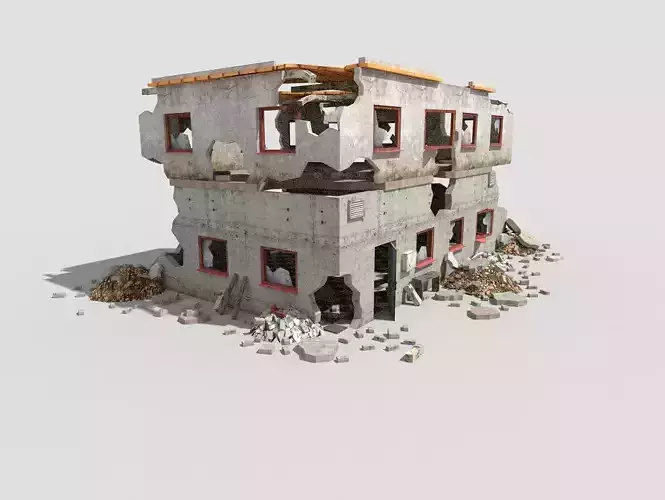 low poly destroyed building 6