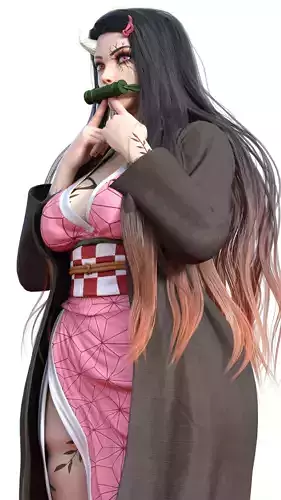  Nezuko Oni The Demons Embrace HighDetail 3D Render