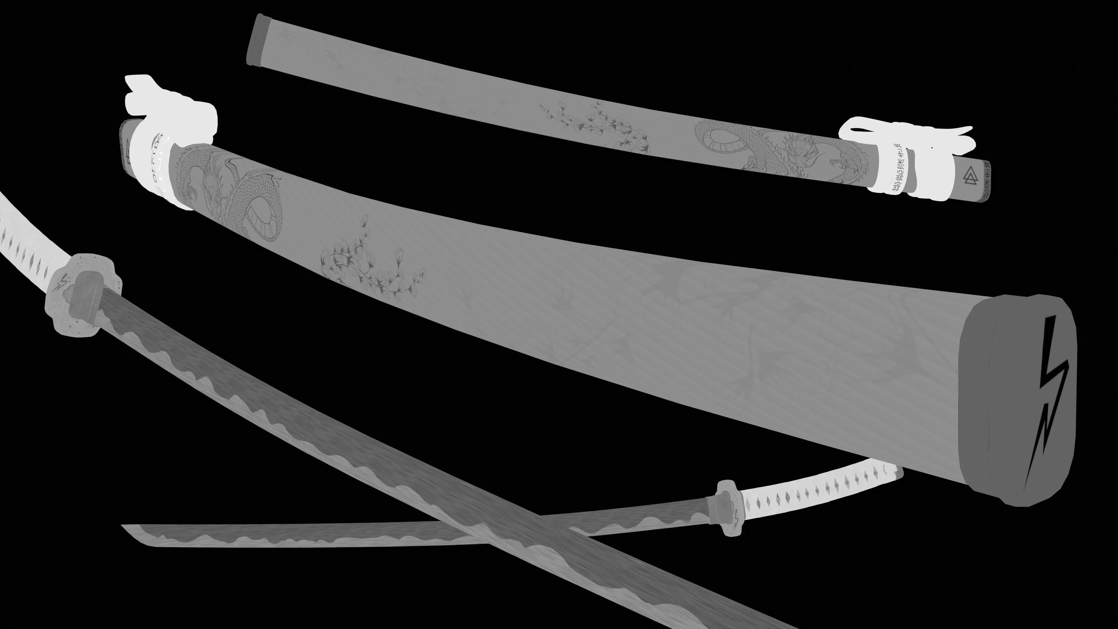 Katana Sword Low-poly 3D model_9