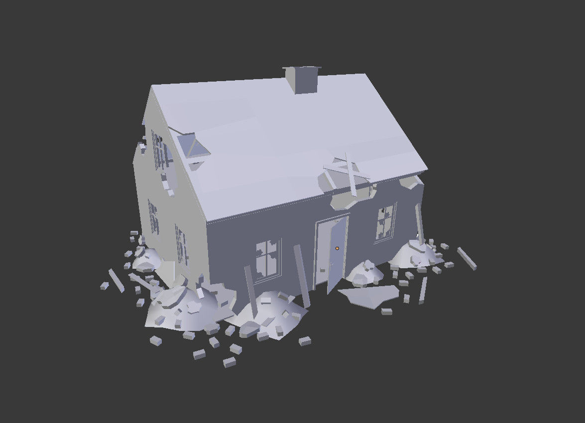  destroyed house 3 Low-poly 3D model_6