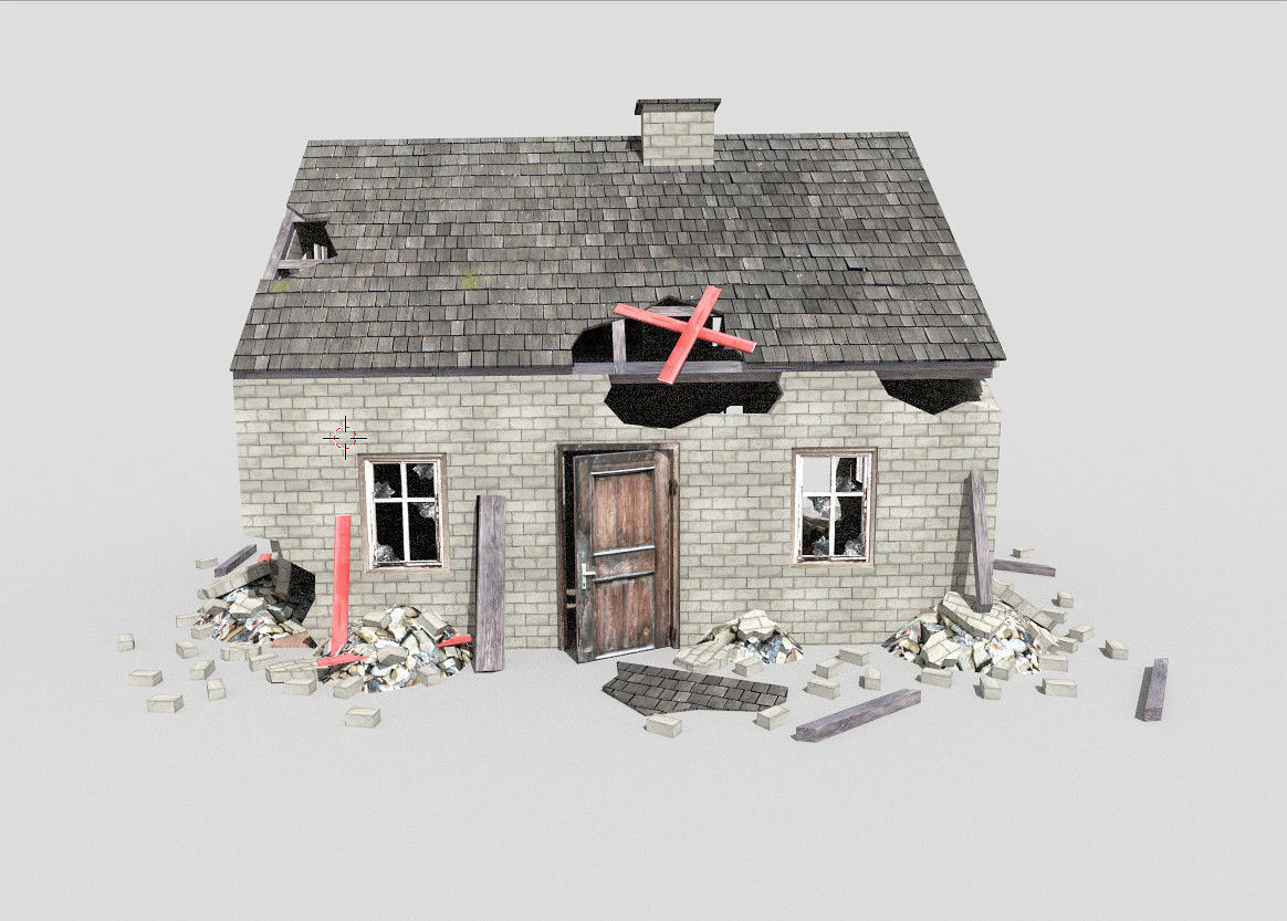  destroyed house 3 Low-poly 3D model_3