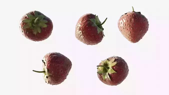 Scanned Strawberry Berry Low-poly 3D model 2