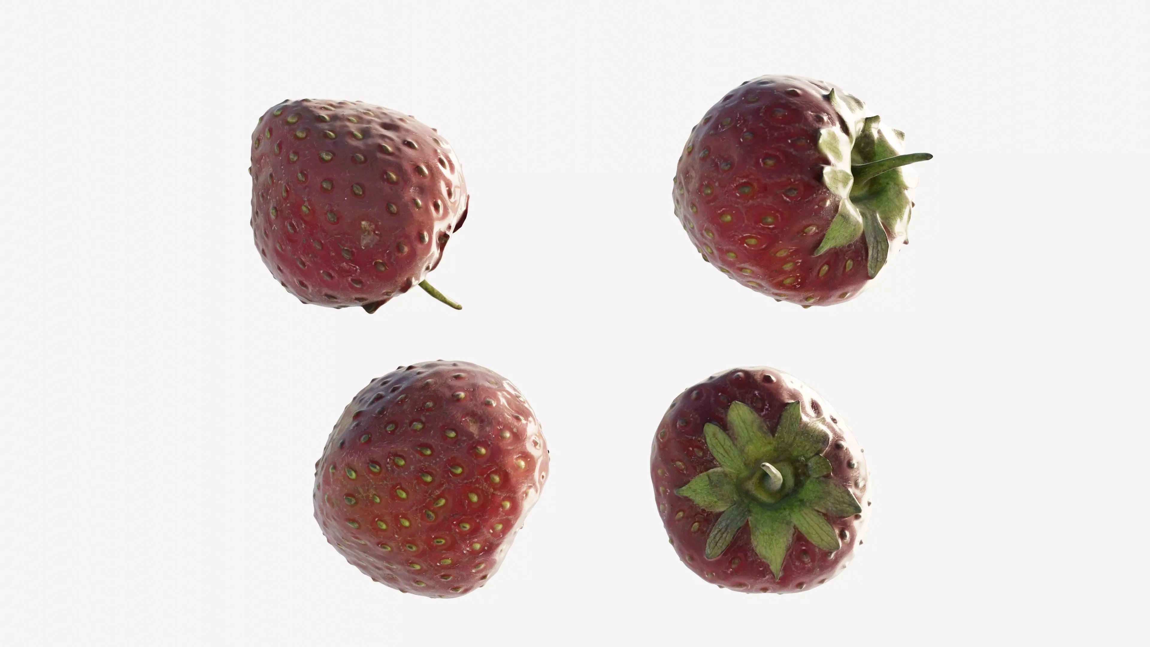 Scanned Strawberry Berry Low-poly 3D model_14