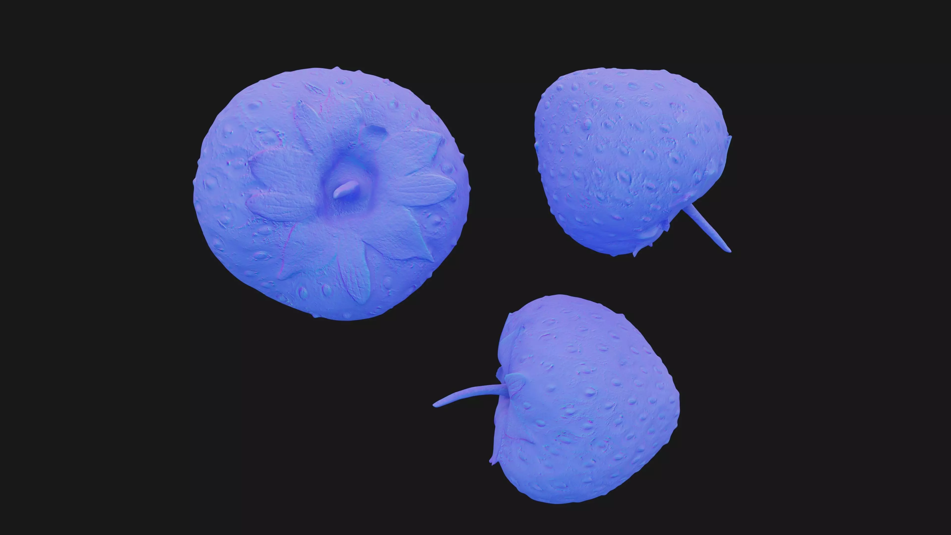 Scanned Strawberry Berry Low-poly 3D model_17