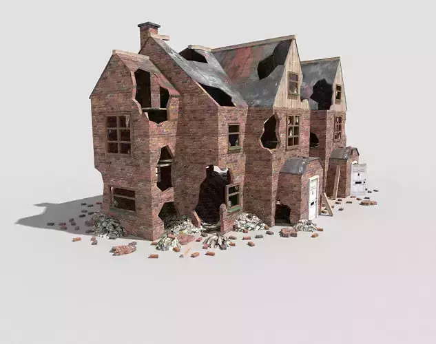 low poly destroyed house 4