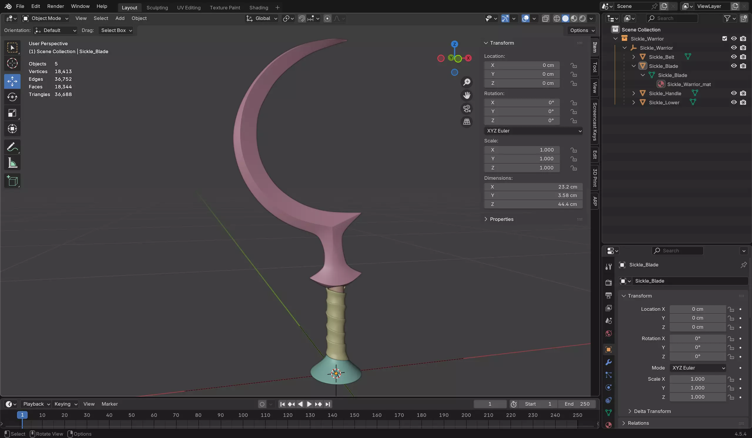 Sickle Warrior Low-poly 3D model_11