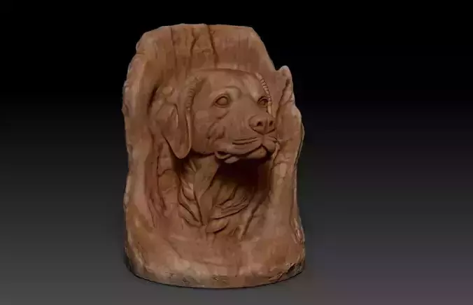 Wood Carving Dog Statue M77