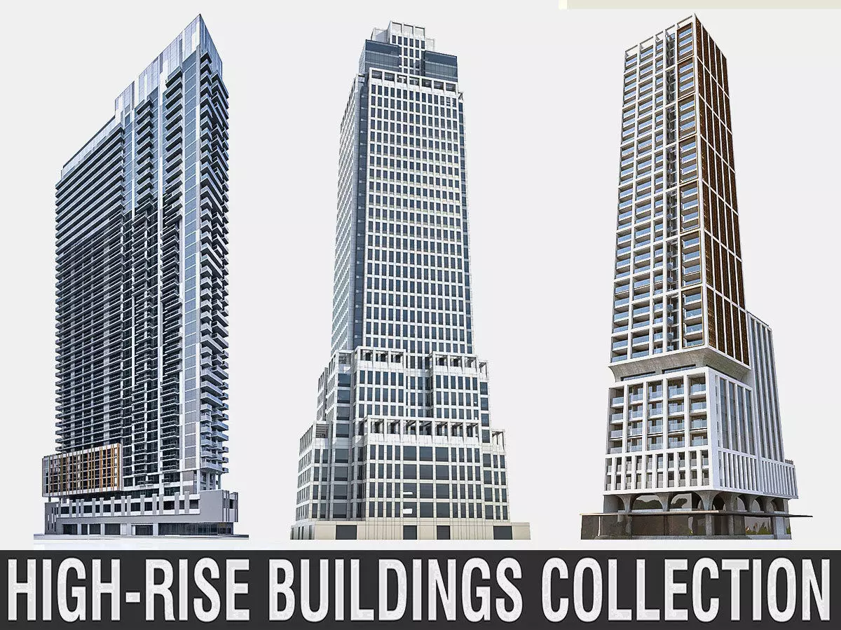 High-rise Buildings Collection 02 Low-poly 3D model_0