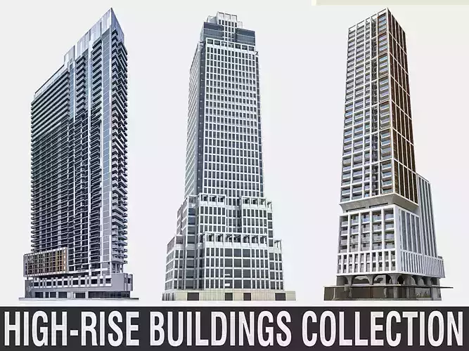 High-rise Buildings Collection 02 Low-poly 3D model