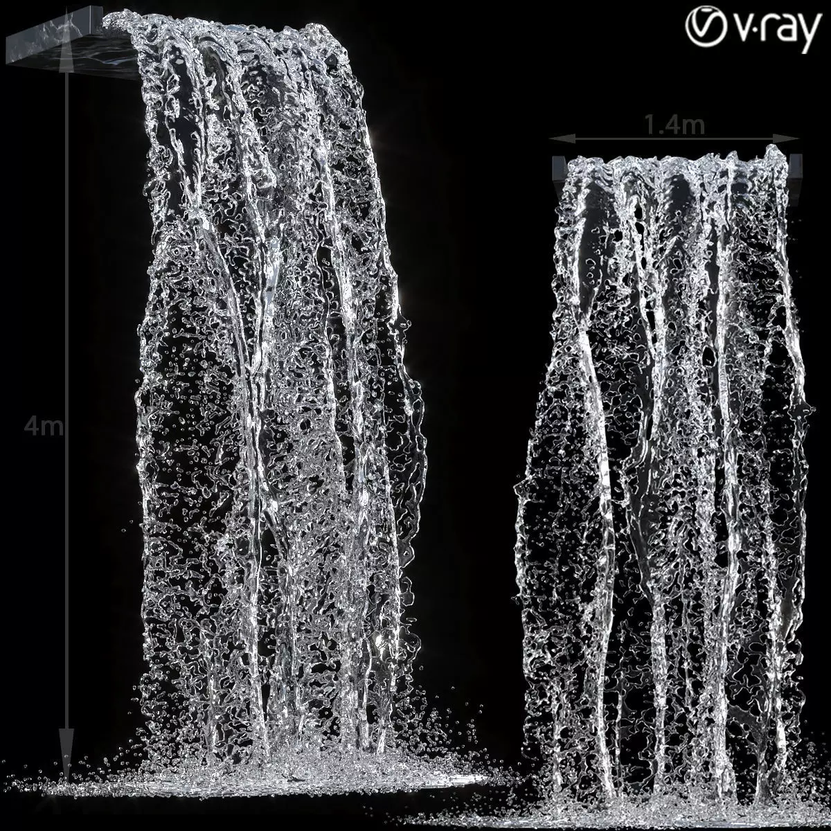 Waterfall fountains 001 3D model