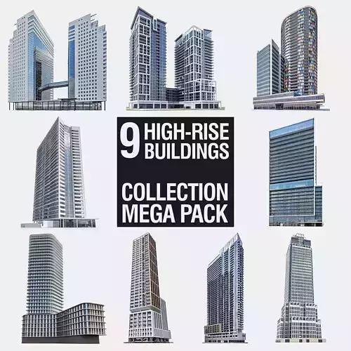 High-rise Buildings Megapack Low-poly 3D model