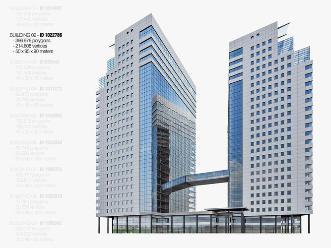 High-rise Buildings Megapack Low-poly 3D model 3