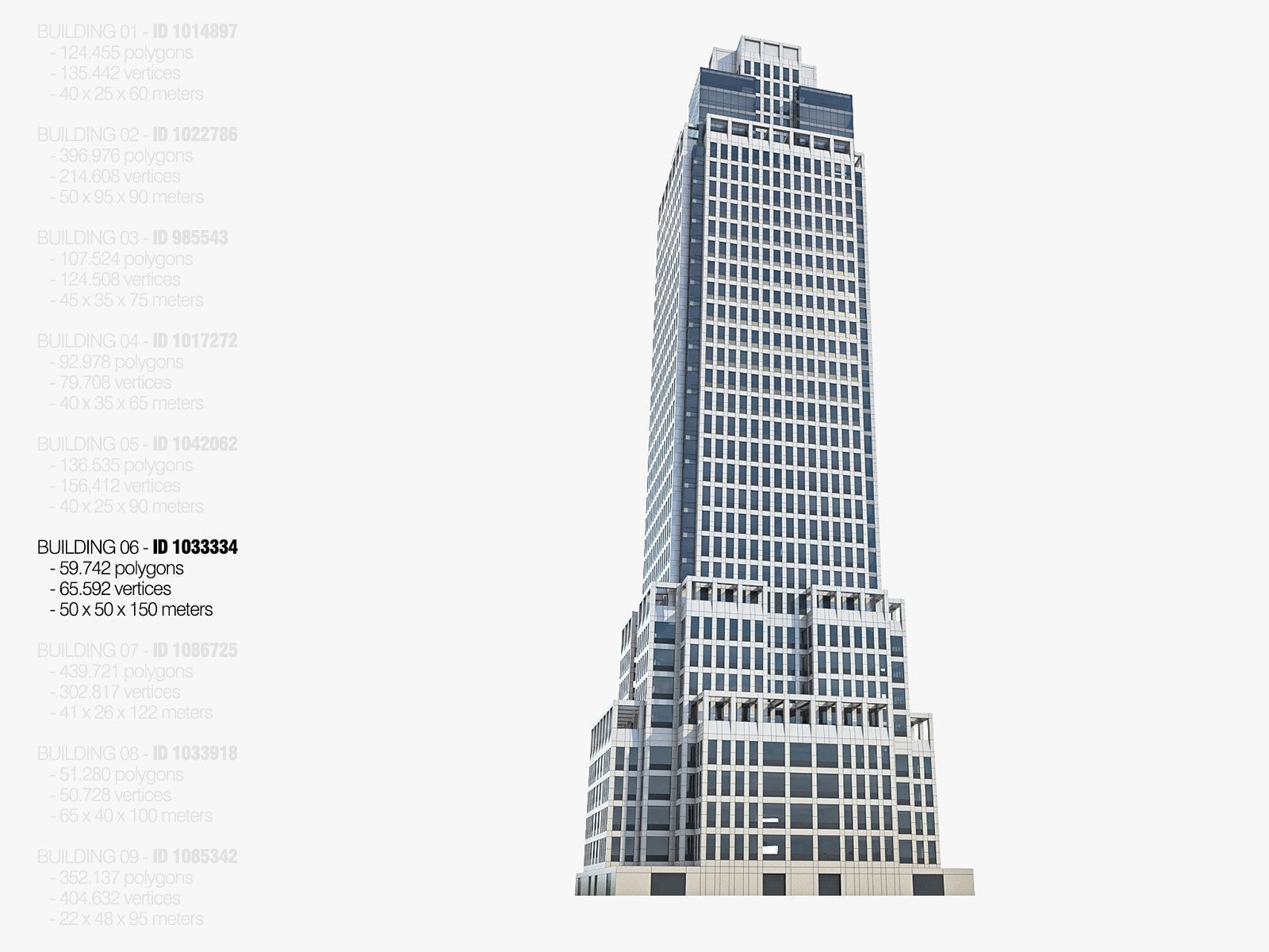 High-rise Buildings Megapack Low-poly 3D model_6