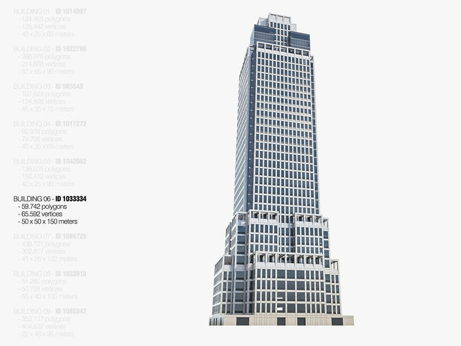 High-rise Buildings Megapack Low-poly 3D model 7