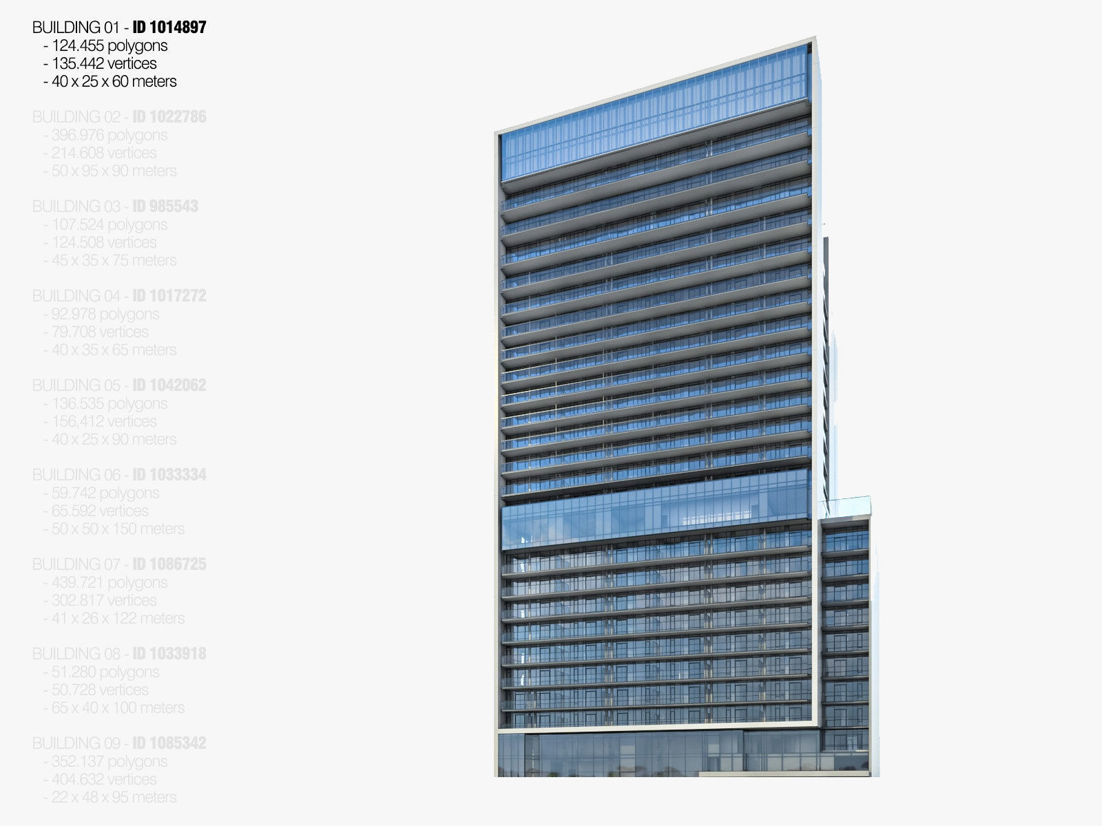 High-rise Buildings Megapack Low-poly 3D model_1