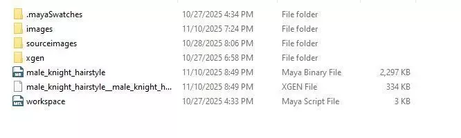 Knight Male Hairstyle XGen maya scene 3D model and FBX 3D model_9