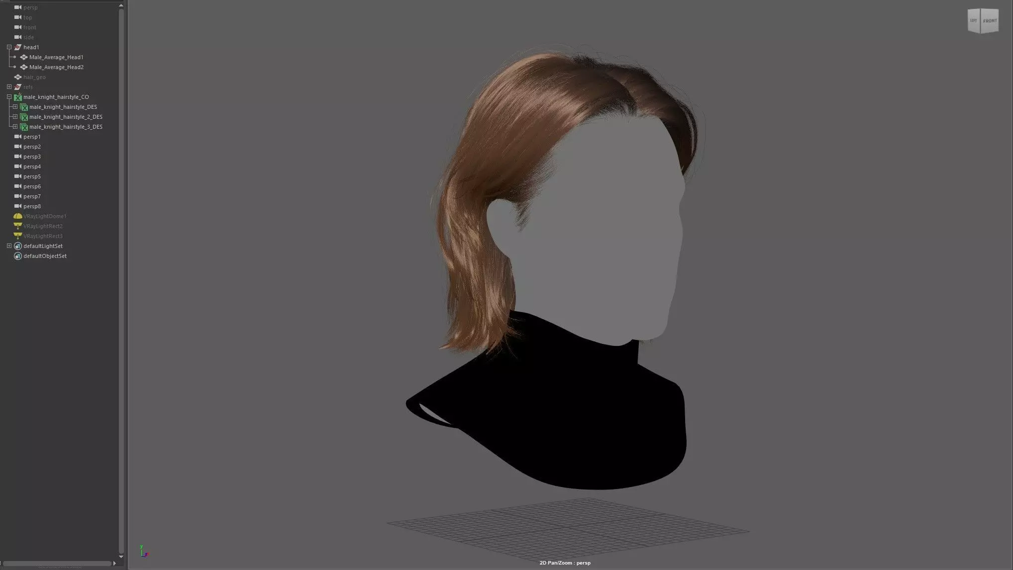 Knight Male Hairstyle XGen maya scene 3D model and FBX 3D model_8