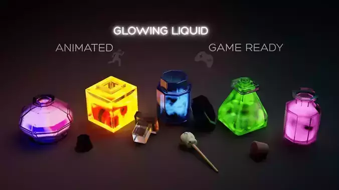 Animated Glowing Potions Set