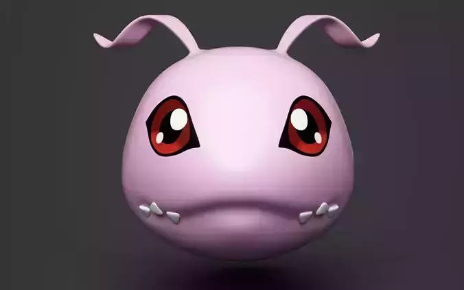 Koromon Digimon Head Model  High Poly Stylized Fan Art 3D