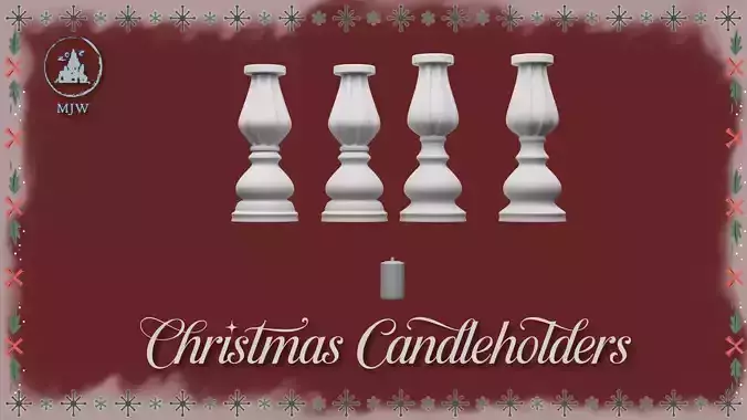 Christmas Candleholders Two Designs Miniature STL Set