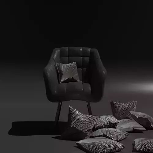 Modern Armchair with Decorative Pillows - High Poly 