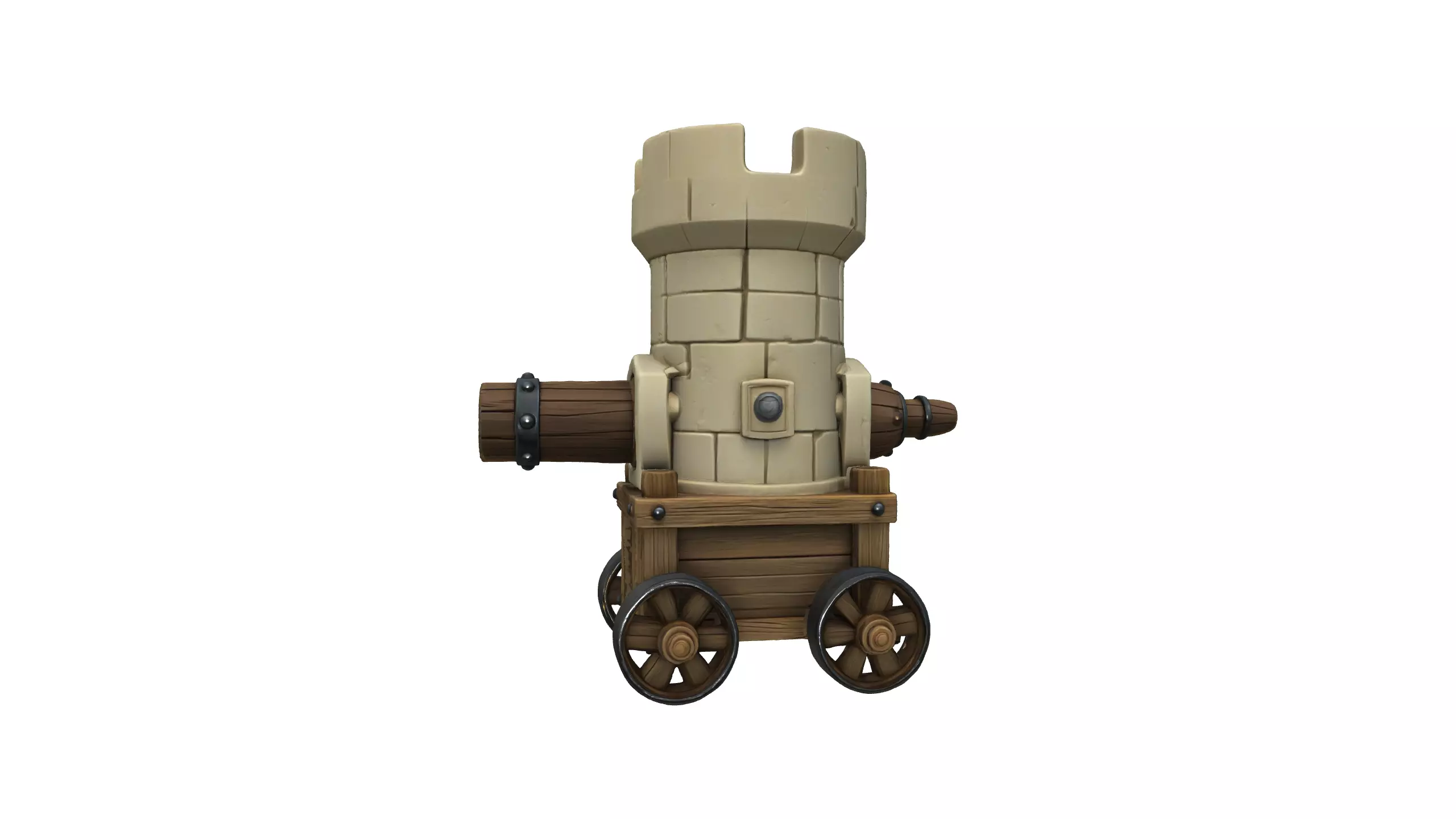 Stylized Medieval Cannon Tower 3D model_8