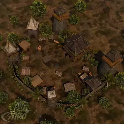 Coastal Village Fortress 3D model