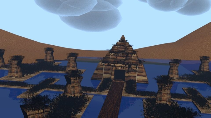 Ancient temple Low-poly 3D model