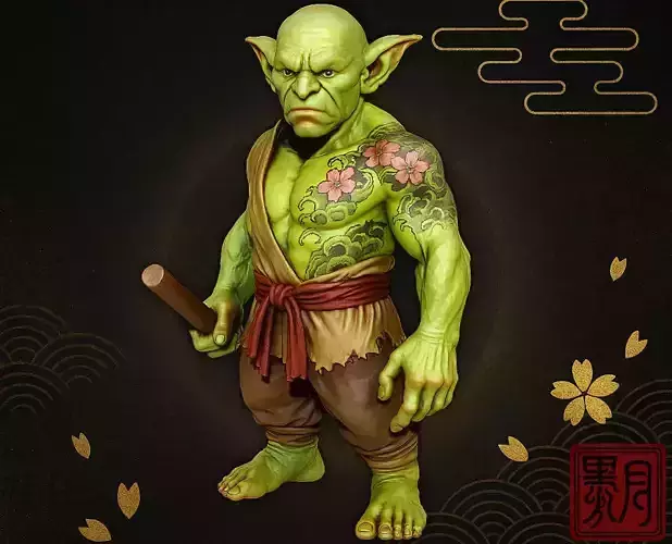 Ronin Goblin Masterless Goblin Staff Fighter Highpoly Sculpt