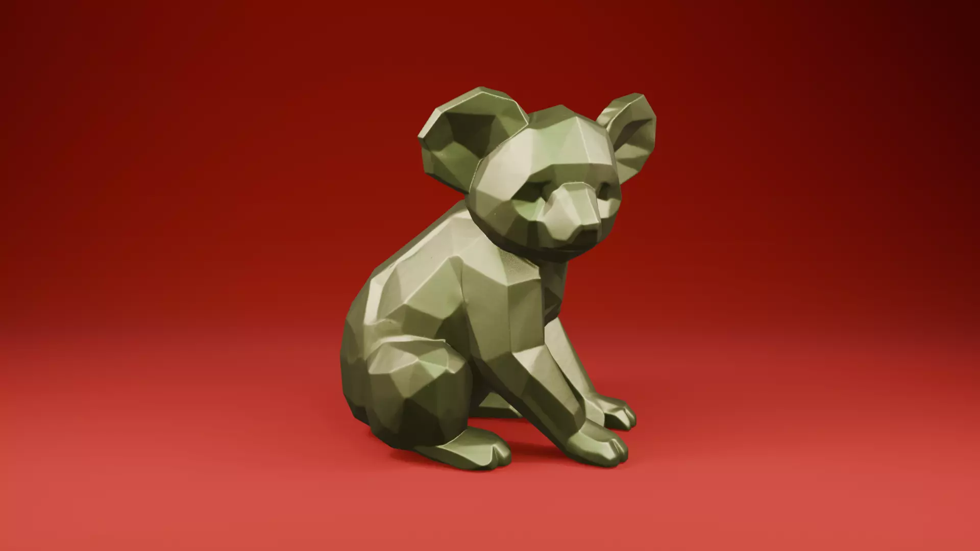 Low Poly Koala Geometric Animal Sculpture STL 3D print model_2