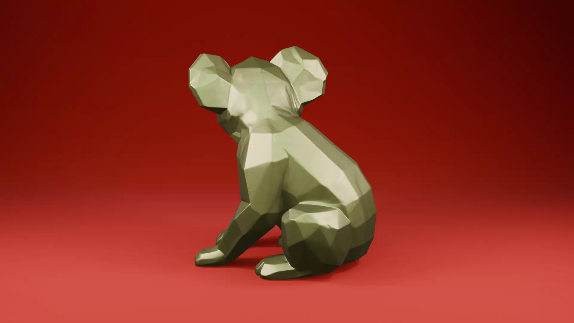 Low Poly Koala Geometric Animal Sculpture STL 3D print model_1