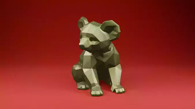 Low Poly Koala Geometric Animal Sculpture STL