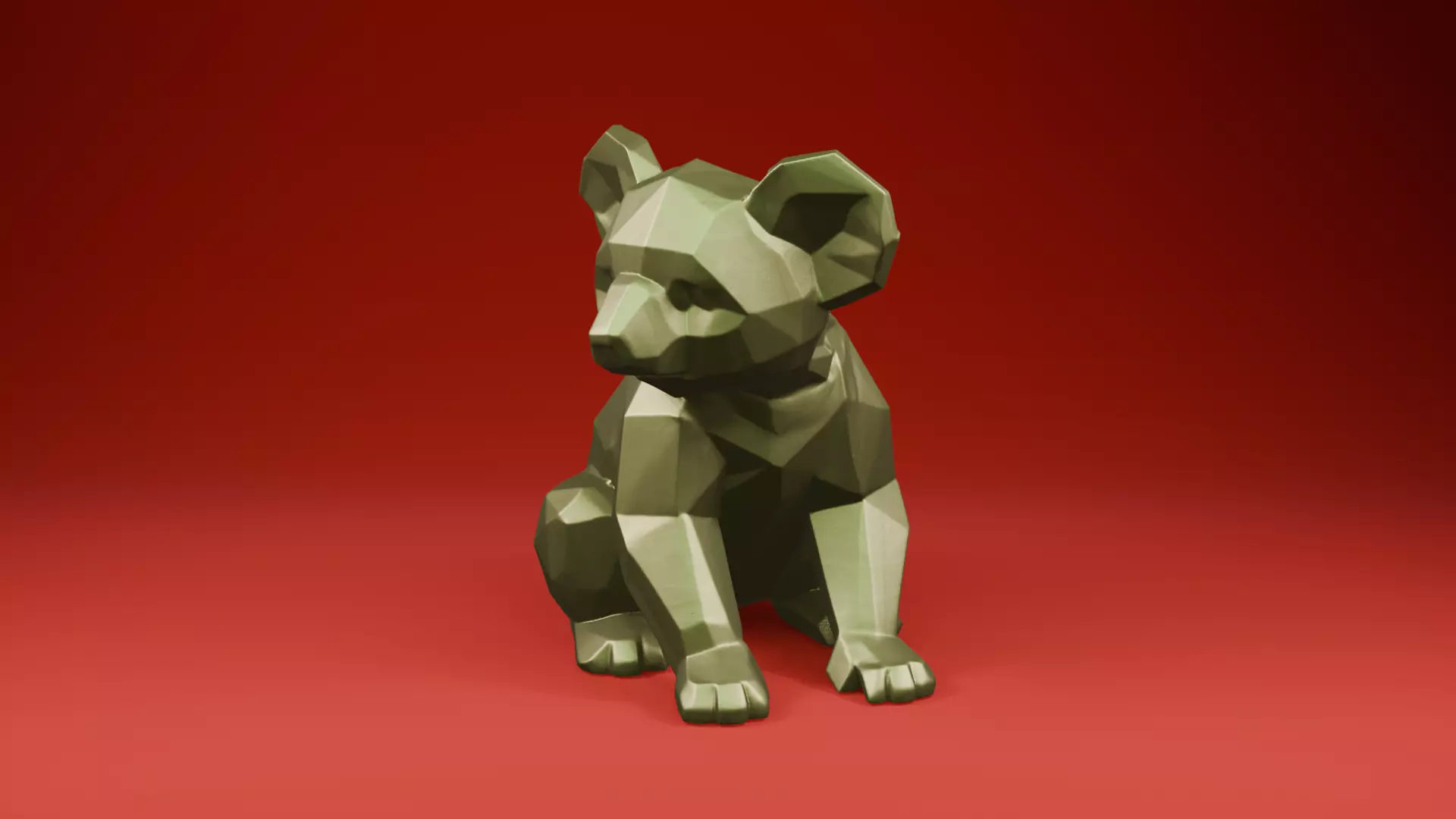Low Poly Koala Geometric Animal Sculpture STL 3D print model_0