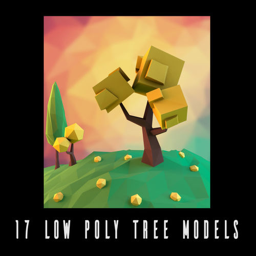 Low poly tree pack Low-poly 3D model
