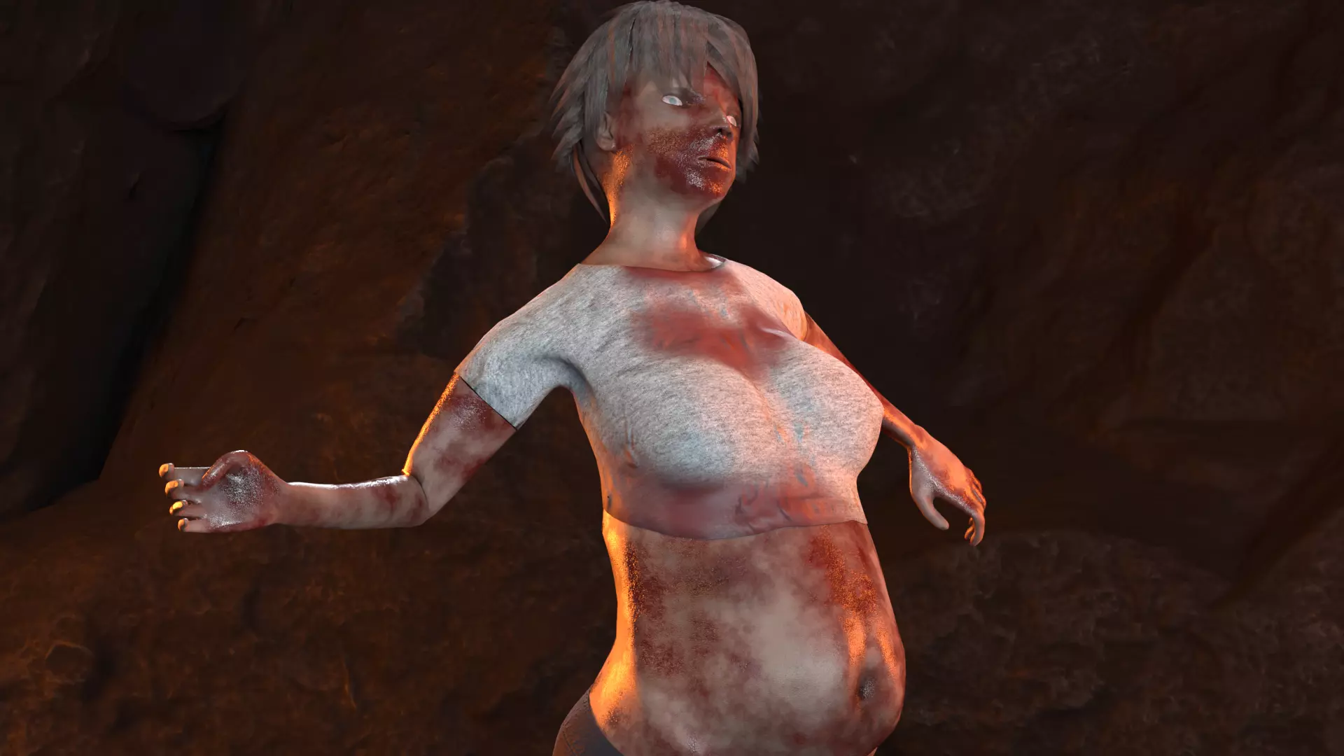 Pregnant Zombie 3D Model Animated And Game Ready Low-poly 3D model_9