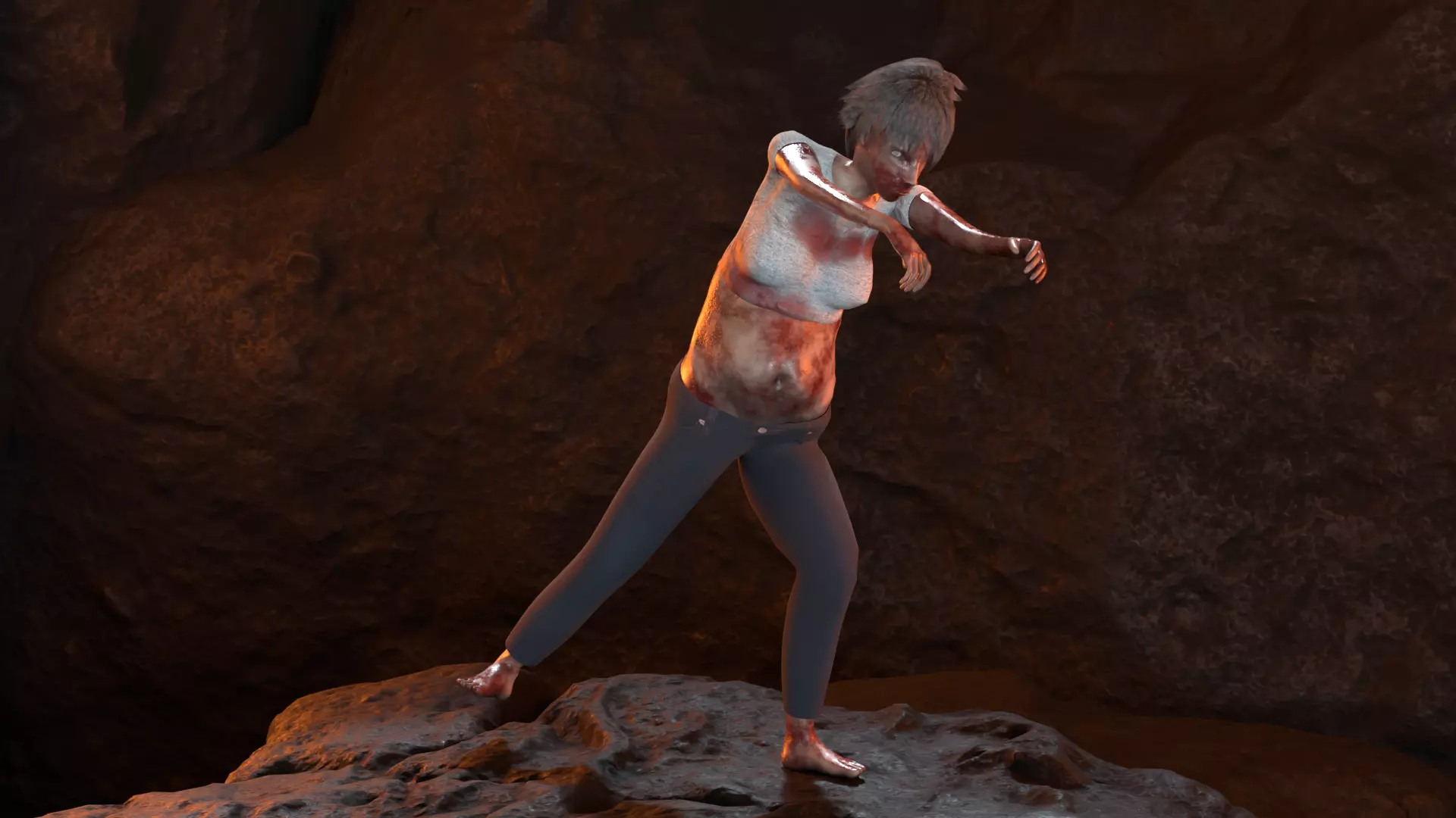 Pregnant Zombie 3D Model Animated And Game Ready Low-poly 3D model_7