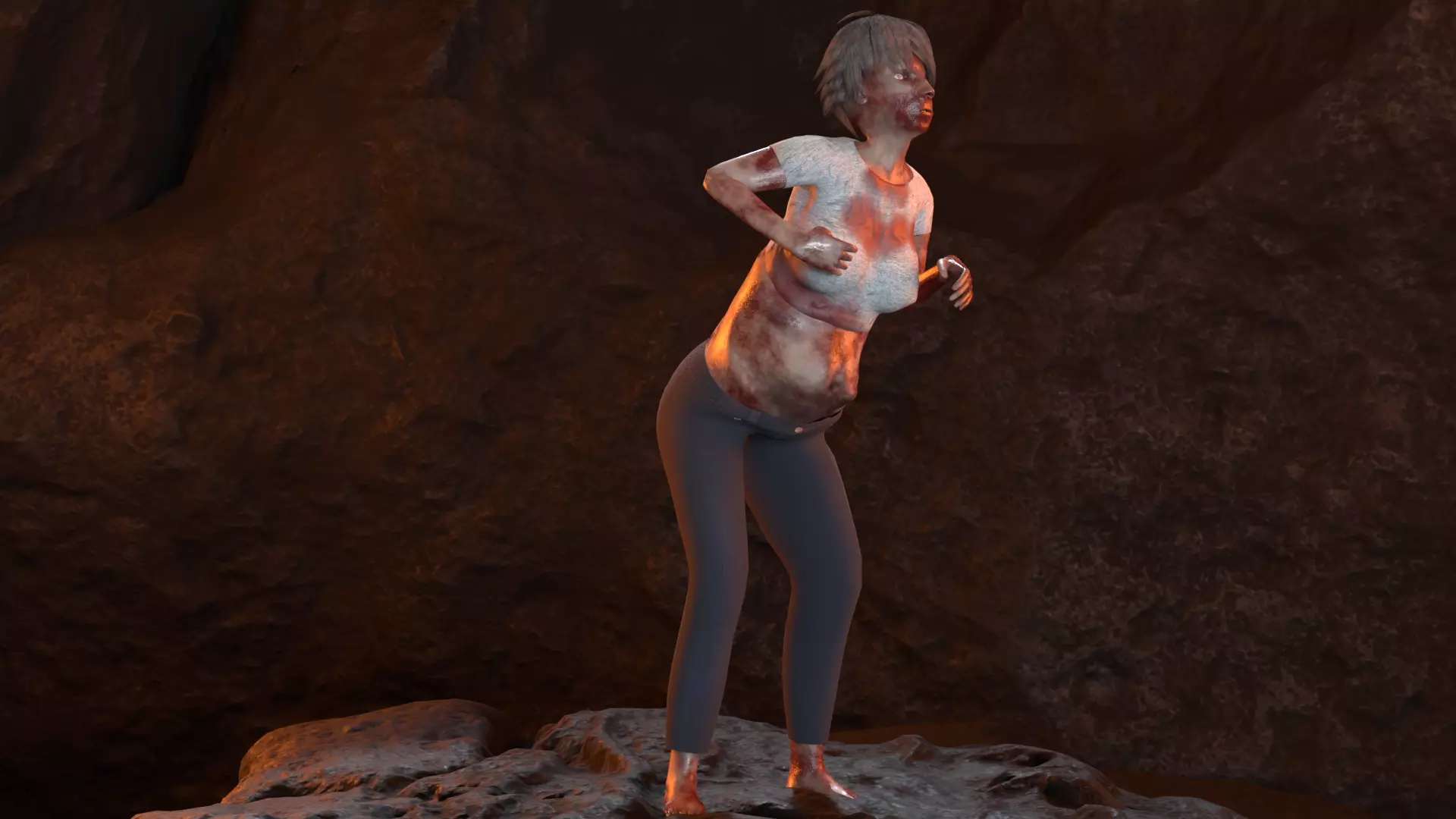 Pregnant Zombie 3D Model Animated And Game Ready Low-poly 3D model_2