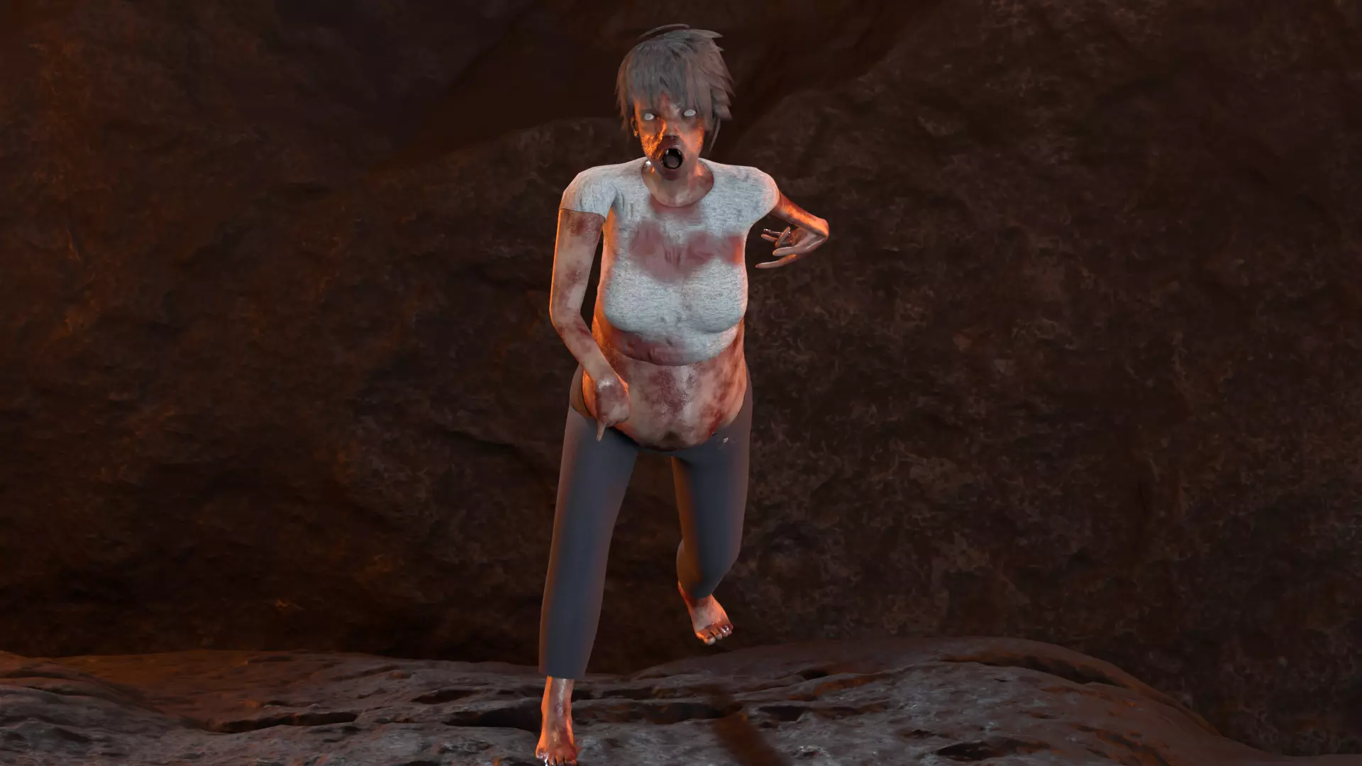 Pregnant Zombie 3D Model Animated And Game Ready Low-poly 3D model_3