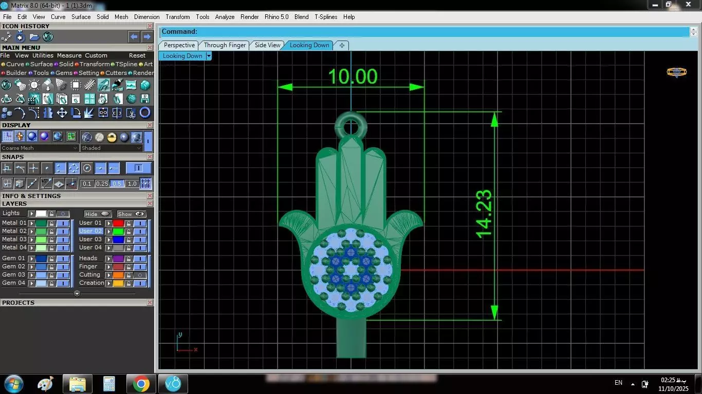 Enameled  Hamsa hand pendant 3D print model_2