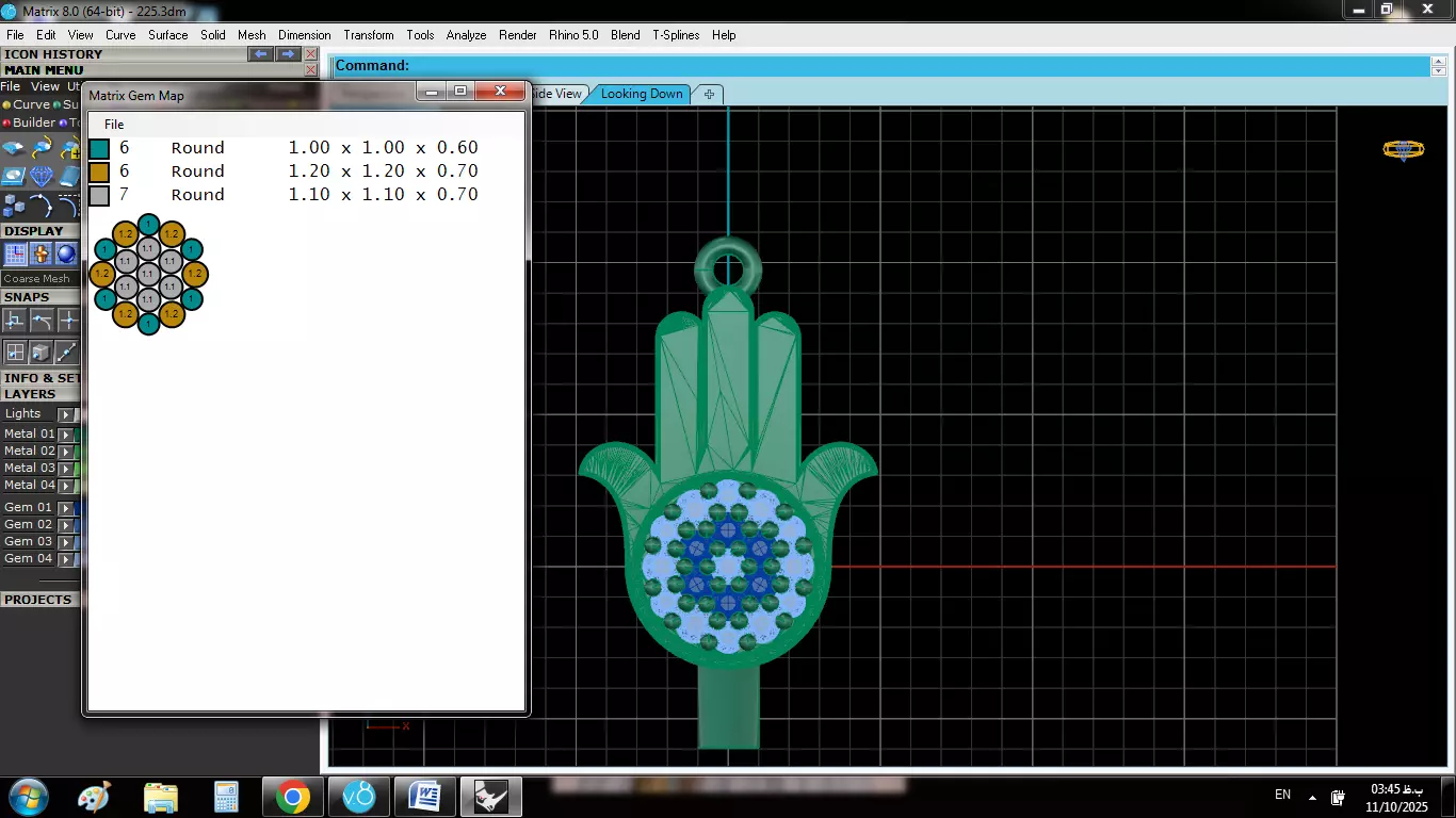 Enameled  Hamsa hand pendant 3D print model_5
