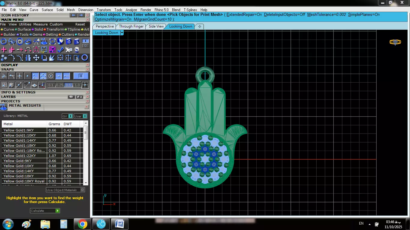 Enameled  Hamsa hand pendant 3D print model_3