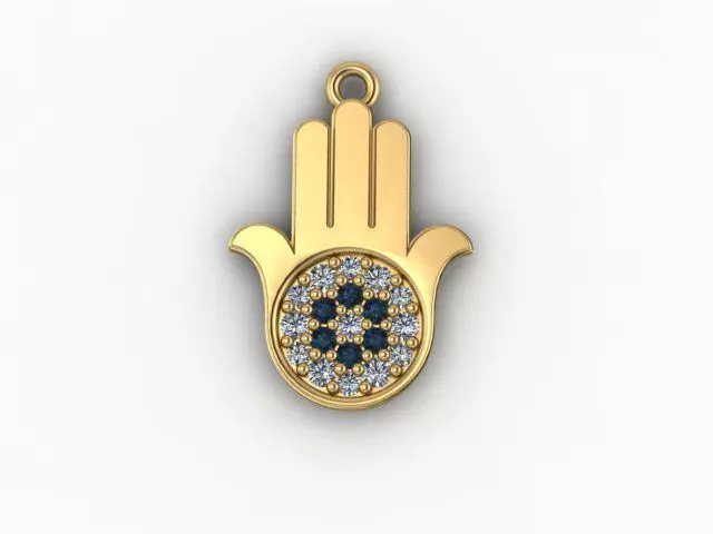 Enameled  Hamsa hand pendant 3D print model_1