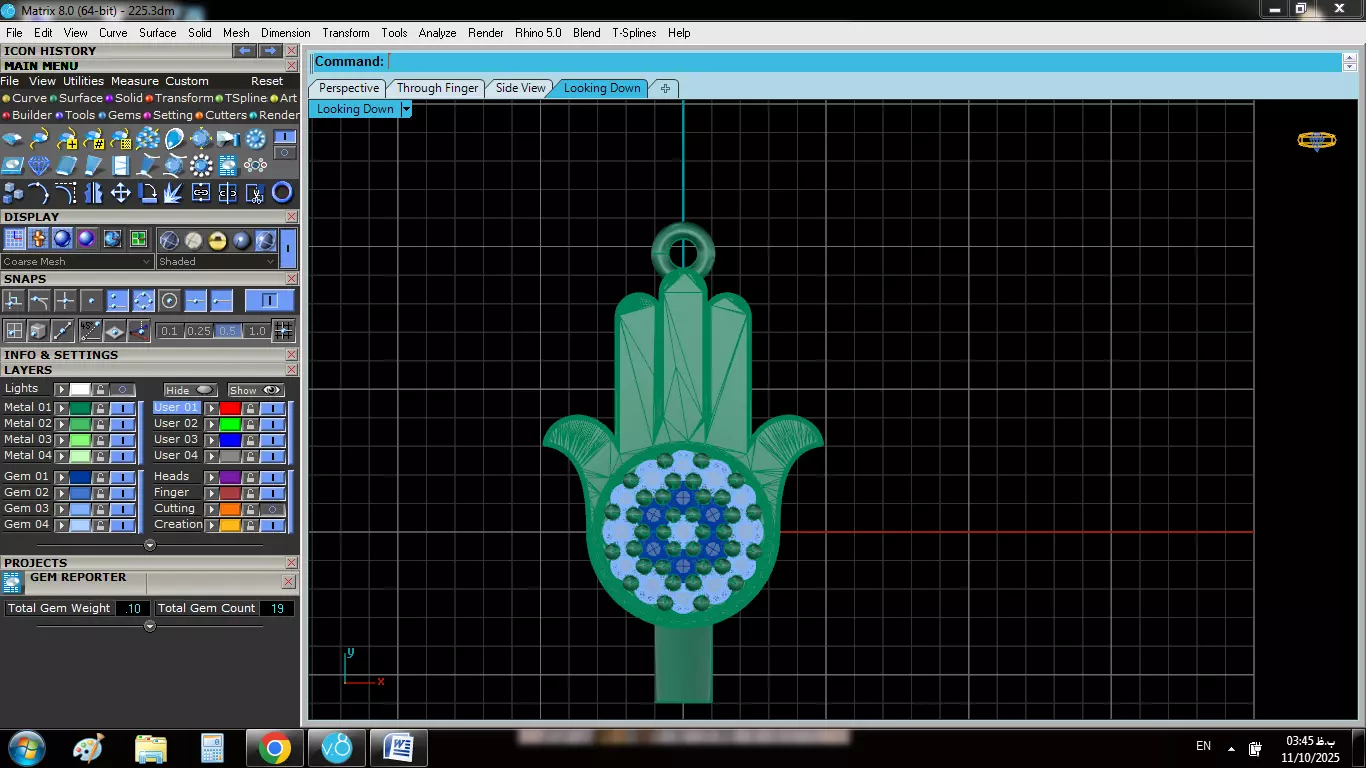 Enameled  Hamsa hand pendant 3D print model_4